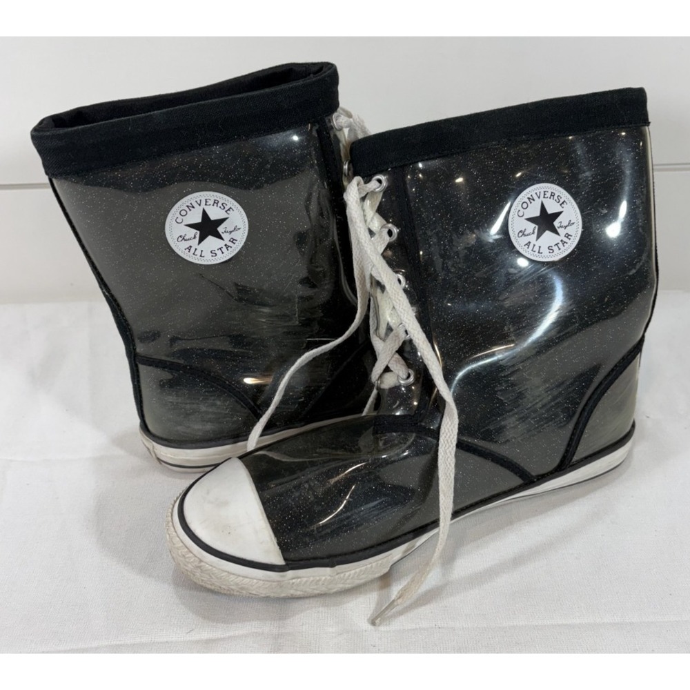Converse All Star Chuck Taylor Glitter Rain Boots Black Juniors Size 5